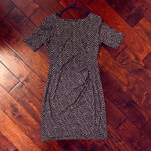 Chevron Patterned Sleeved Dress, size 12 Petite
